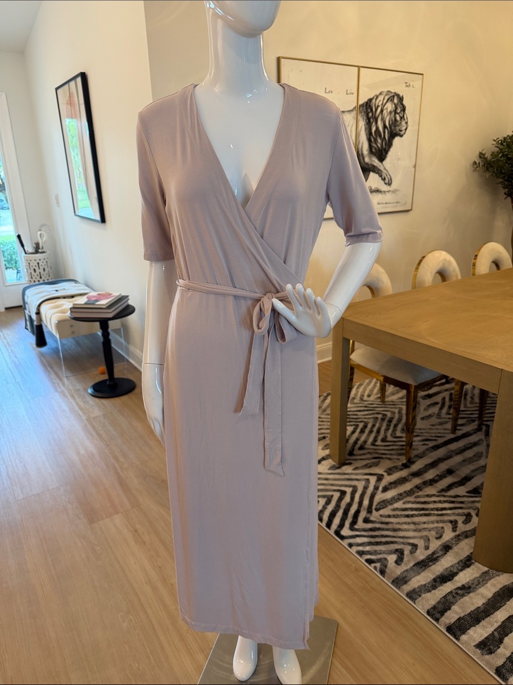 Barefoot Dreams 3/4 sleeve Wrap Dress Pale Lilac